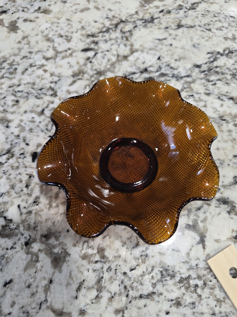 Vintage Fenton Dark Amber Carnival Glass Bowl, Waffle Pattern